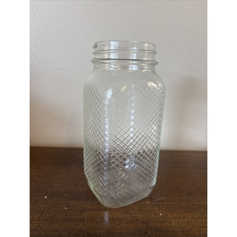 Anchor Hocking Square Waffle Pattern Faced Quart Jar No Lid